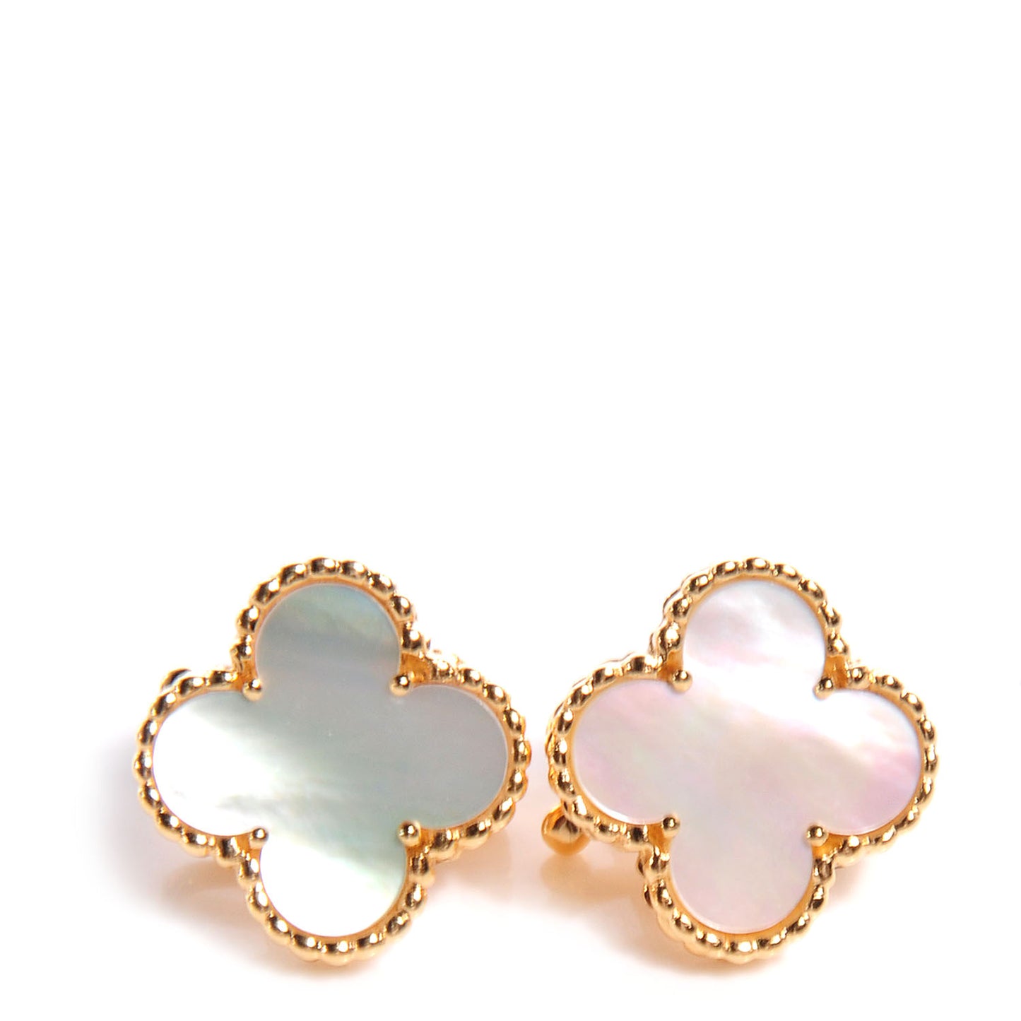 18K Yellow Gold Mother of Pearl Vintage Alhambra Earrings