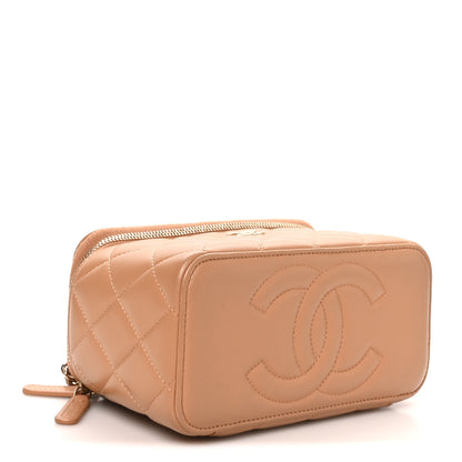 Chanel Lambskin Quilted Small Top Handle Vanity Case With Chain Beige 4 of 11