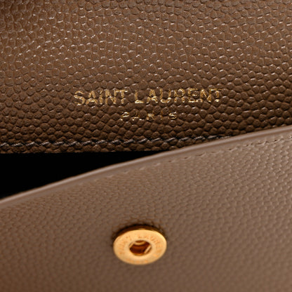 Saint Laurent Grain De Poudre Uptown Monogram Card Case Dark Beige 6 of 7