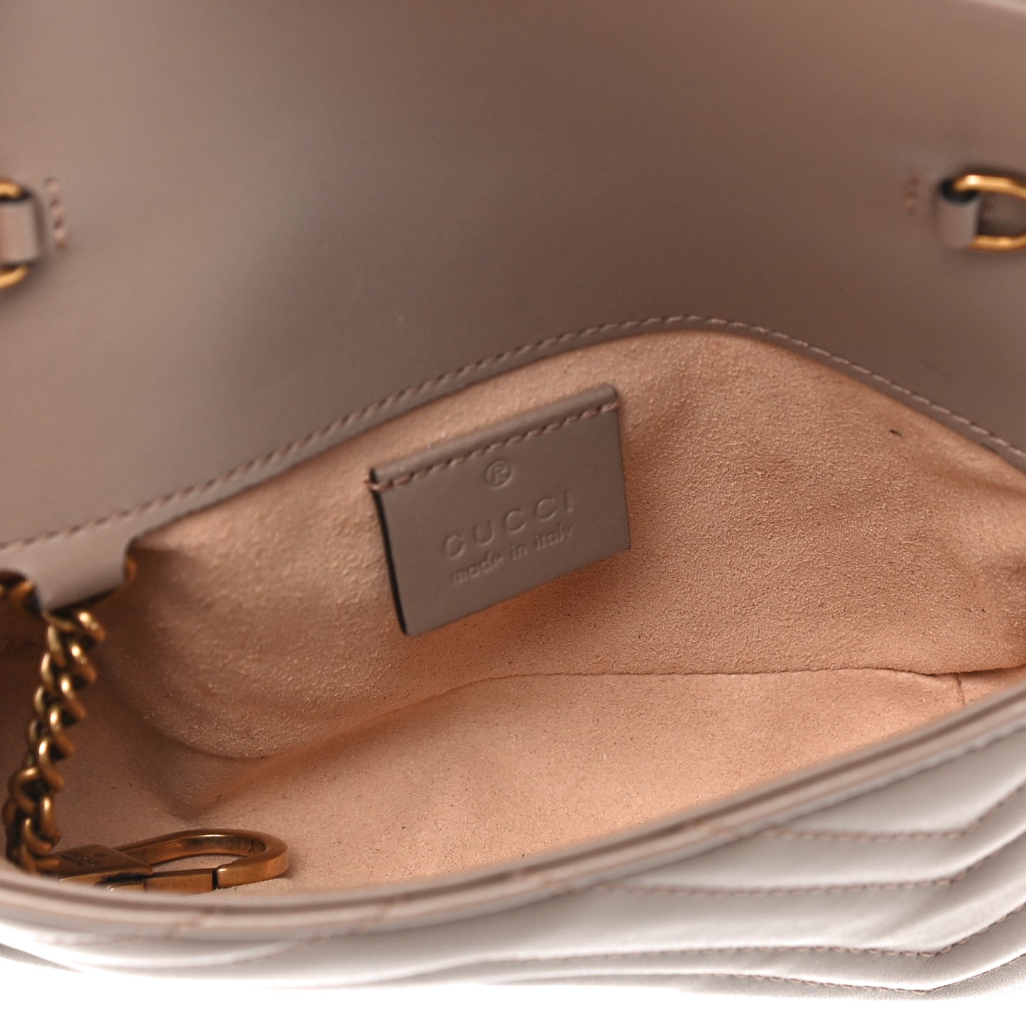 Calfskin Matelasse Super Mini GG Marmont Shoulder Bag Porcelain Rose