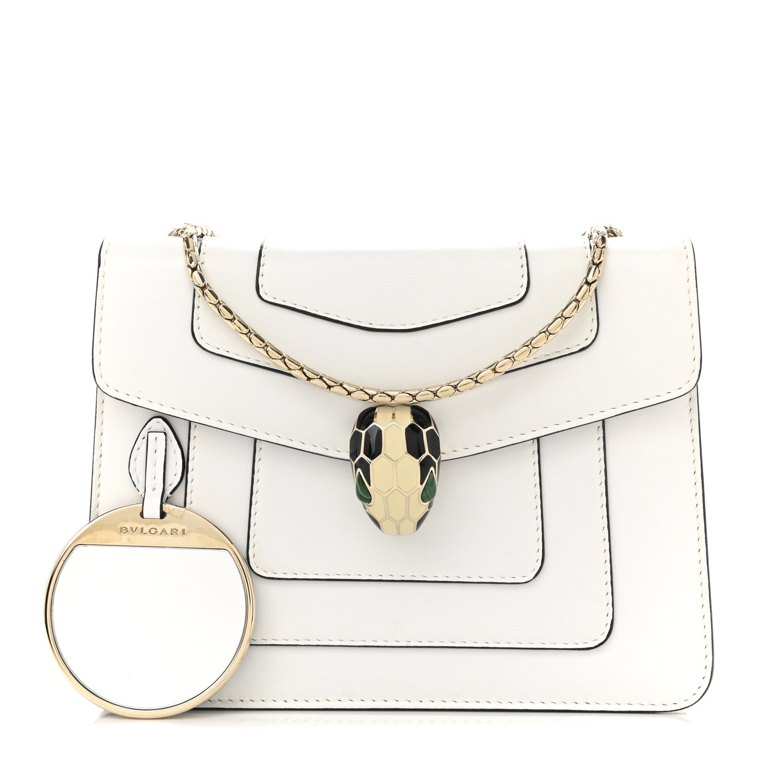 Bulgari Calfskin Small Serpenti Forever Crossbody Bag White Agate 3 of 13