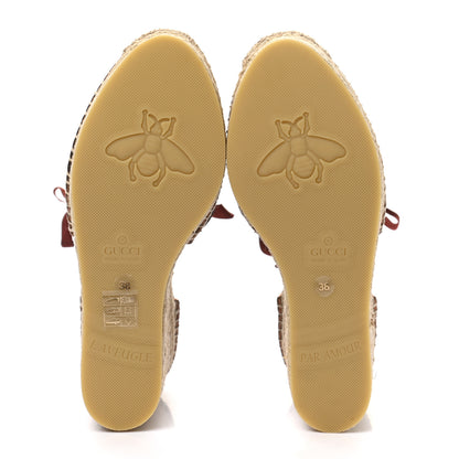 Gucci Lame GG Monogram Ankle Wrap Platform Espadrille Wedges 38 Beige Brown 5 of 10