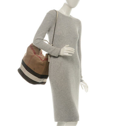 Burberry Canvas Mega Check Medium Susanna Hobo White 2 of 9