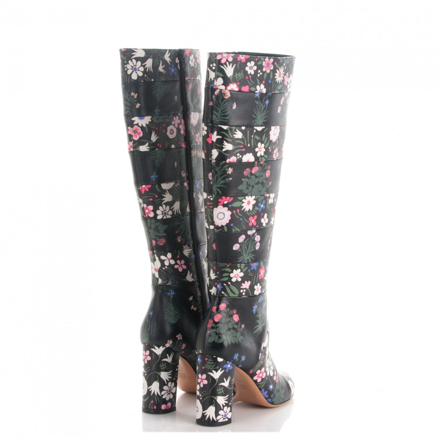 Calfskin Camugarden Paneled Knee Boots 39 Black