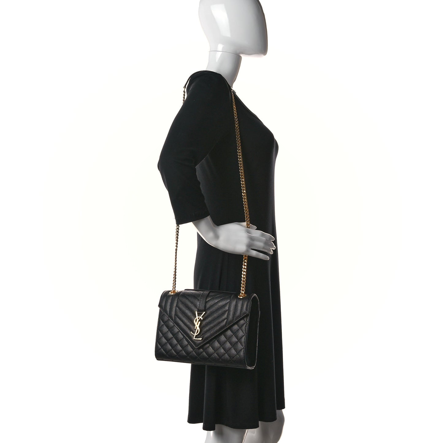 Grain De Poudre Textured Mixed Matelasse Triquilt Medium Monogram Satchel Black