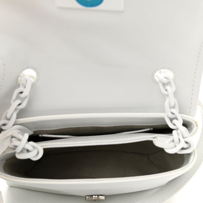 Off-White Calfskin Striped Diag Binder Flap Bag White 5 of 11