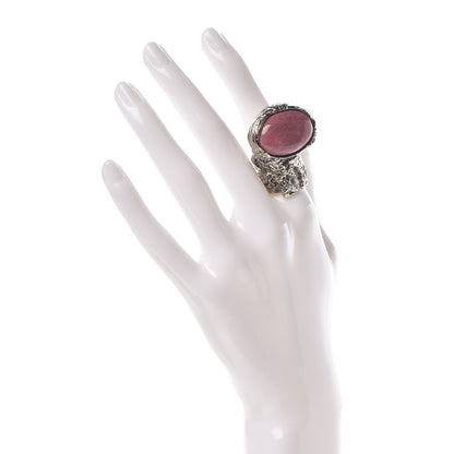Saint Laurent Glass Cabochon Arty Ovale Ring 8 Silver Pink 2 of 5
