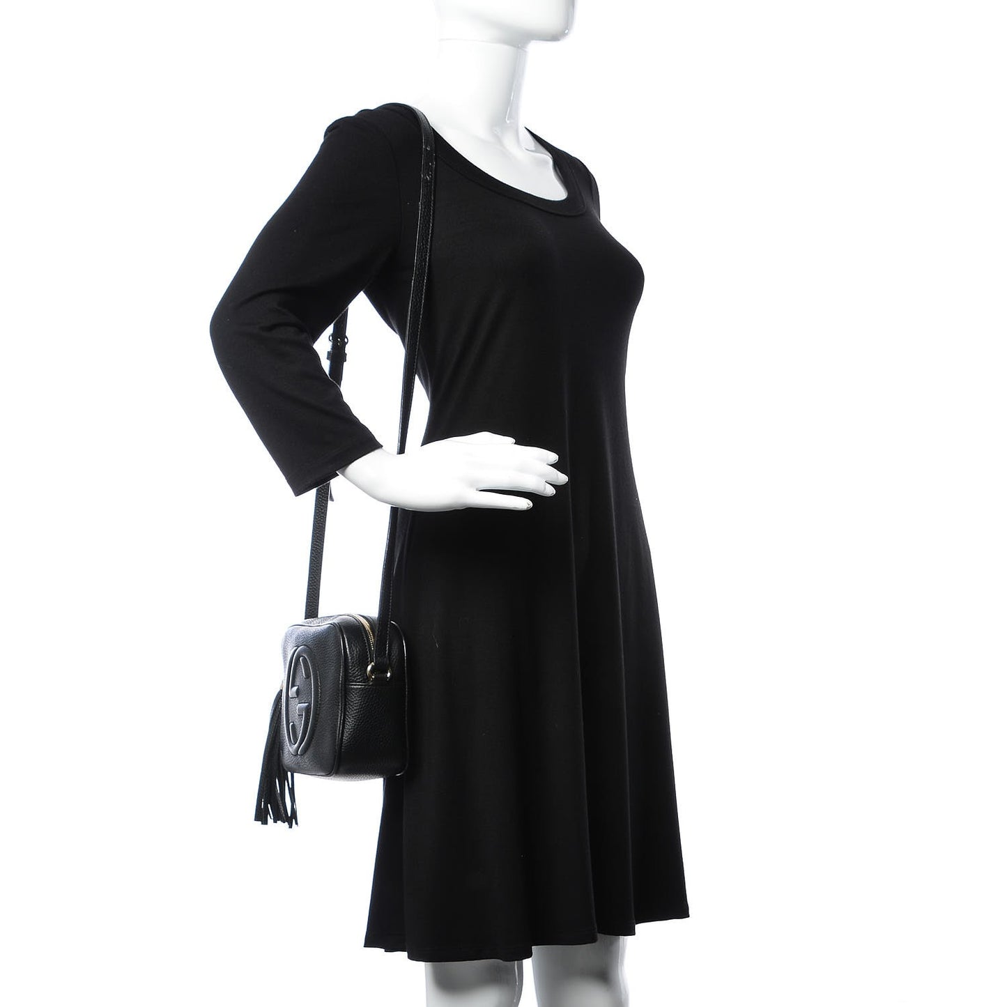 Pebbled Calfskin Small Soho Disco Bag Black