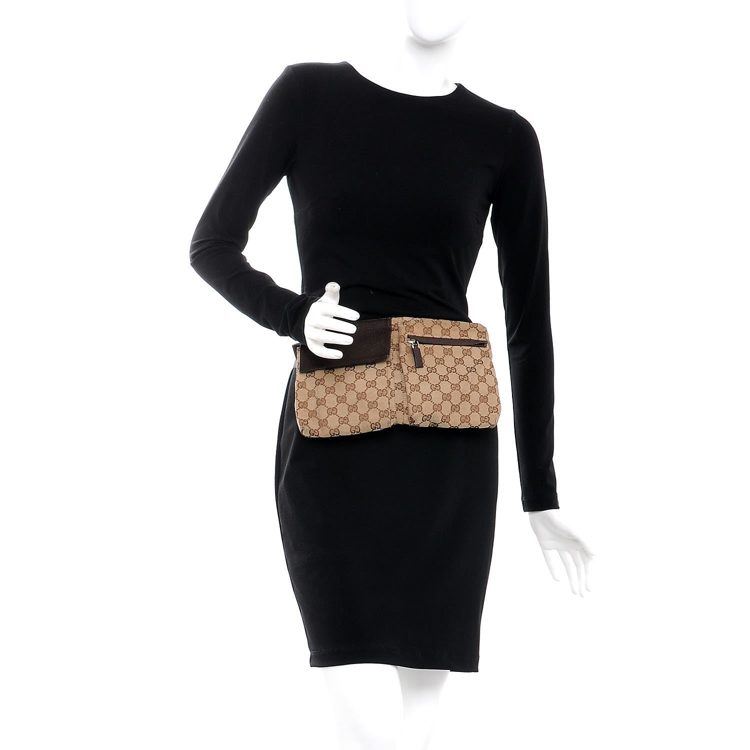 Gucci GG Monogram Double Pocket Belt Bag Dark Brown 2 of 8