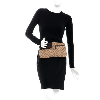 Gucci GG Monogram Double Pocket Belt Bag Dark Brown 2 of 8
