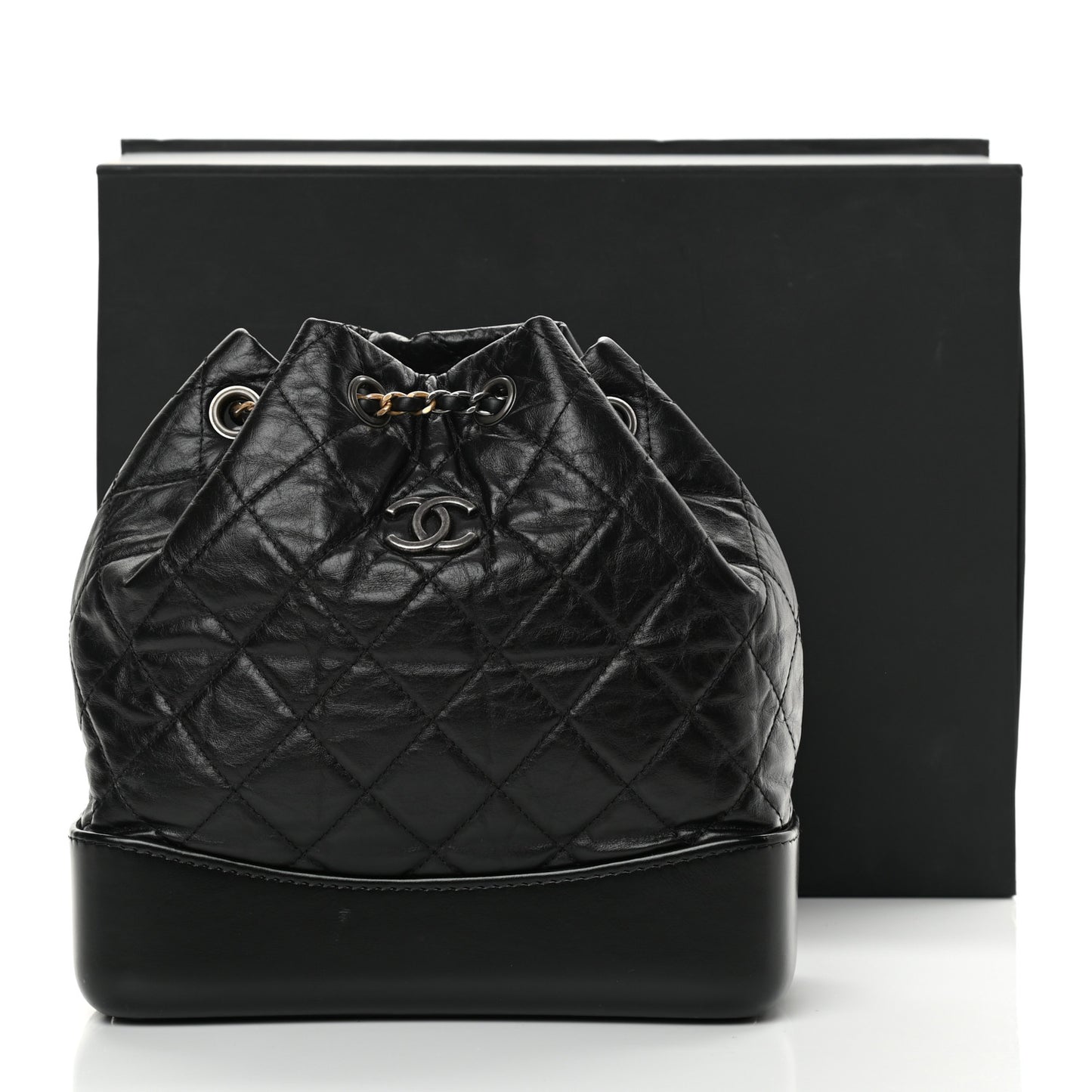 Aged Calfskin Quilted Small Gabrielle Backpack Black