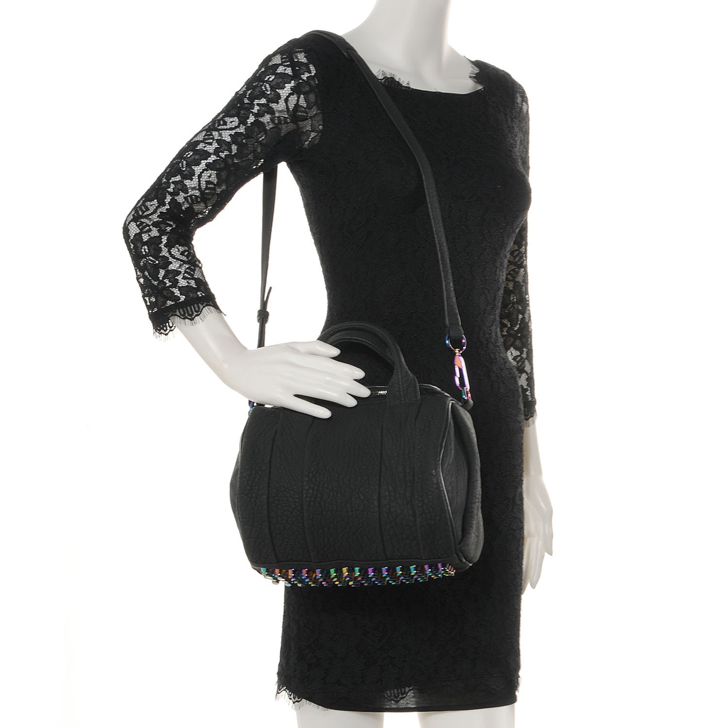 Pebbled Leather Rockie Iridescent Hardware Black
