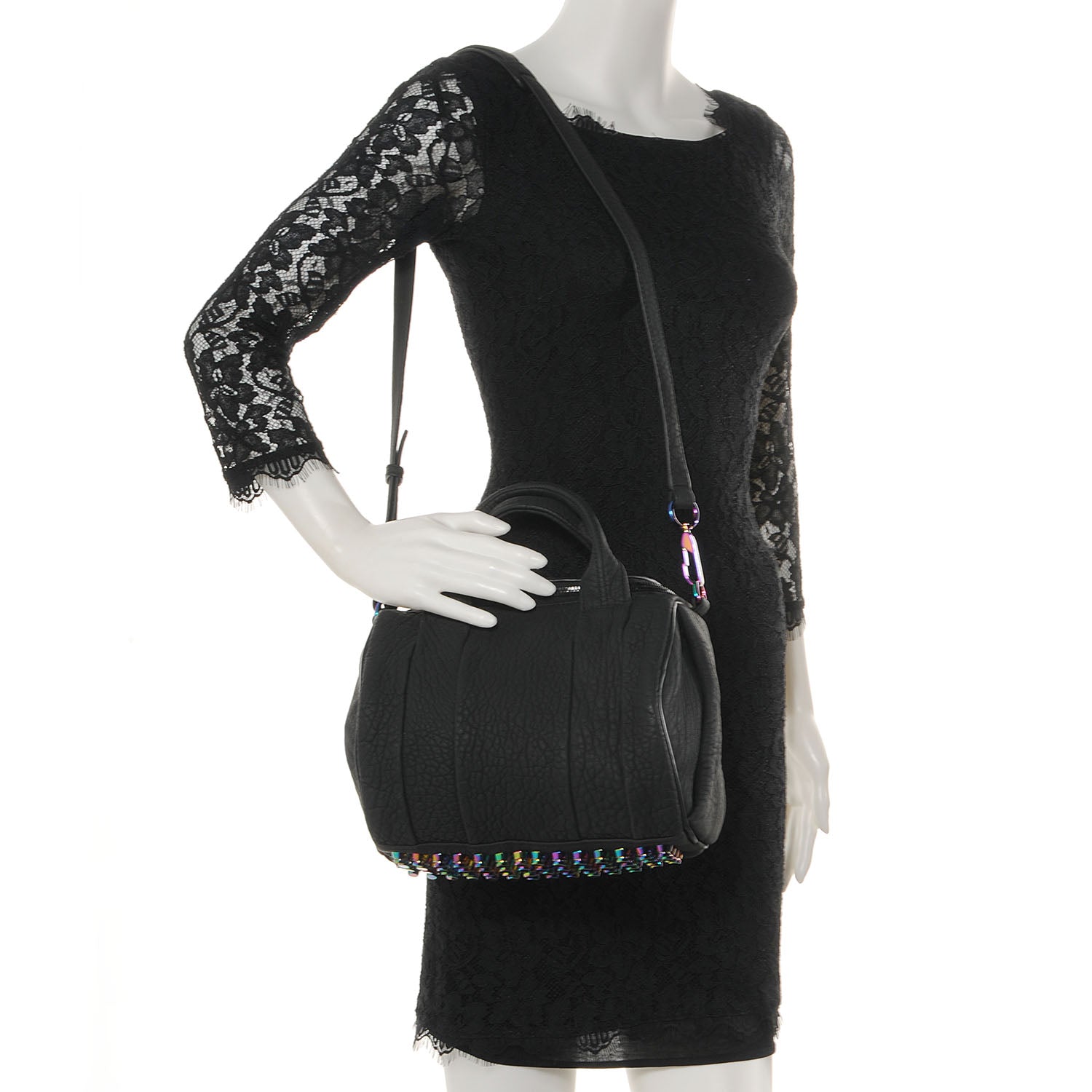 Alexander Wang Pebbled Leather Rockie Iridescent Hardware Black 2 of 6