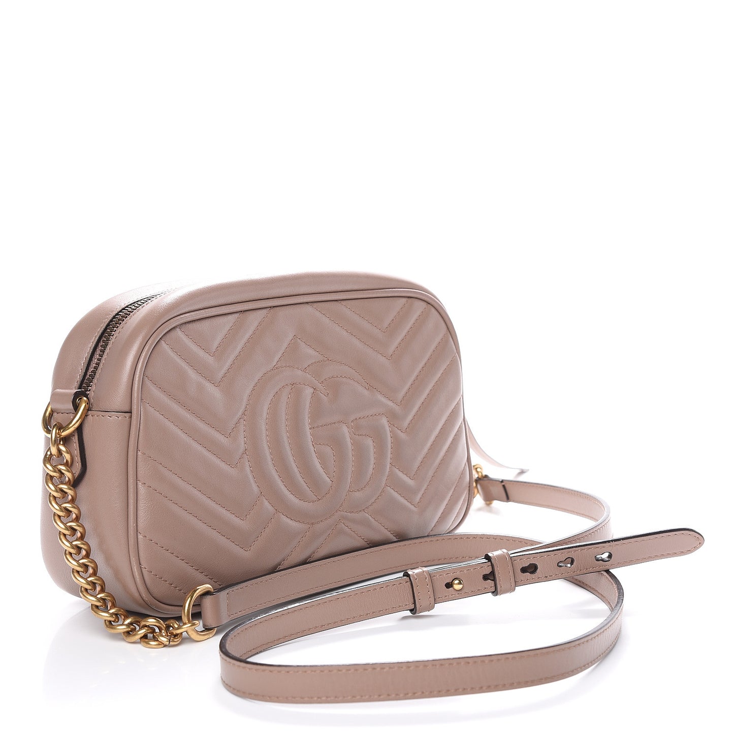 Calfskin Matelasse Small GG Marmont Chain Shoulder Bag Porcelain Rose