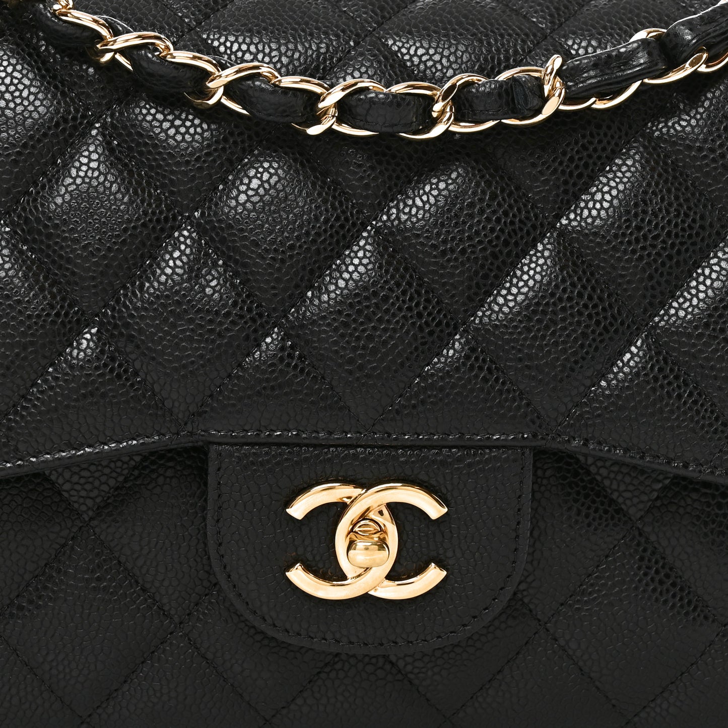 Caviar Quilted Jumbo Double Flap Black