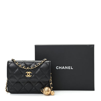 Chanel Lambskin Quilted Pearl Crush Clutch With Chain Black 10 of 10