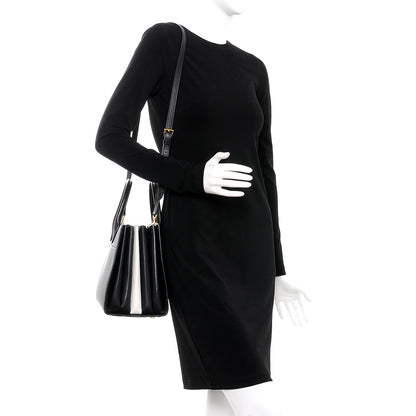 Prada Saffiano City Calfskin Medium Bibliothèque Top Handle Black White 2 of 9