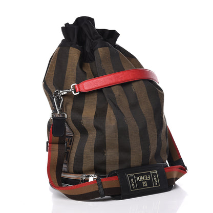 Fendi Fabric Jacquard Cuoio Romano Vitello Pequin Bi-Color FF 1974 Embossed Mon Tresor Holdall Bag Tobacco Moro Rosso Malboro Maya Black 3 of 12