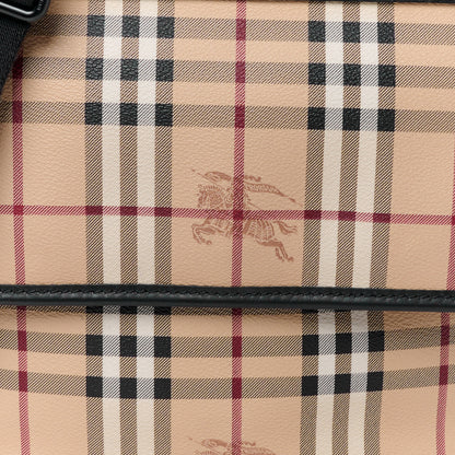 Burberry Haymarket Check Zip Messenger Bag Black 7 of 9