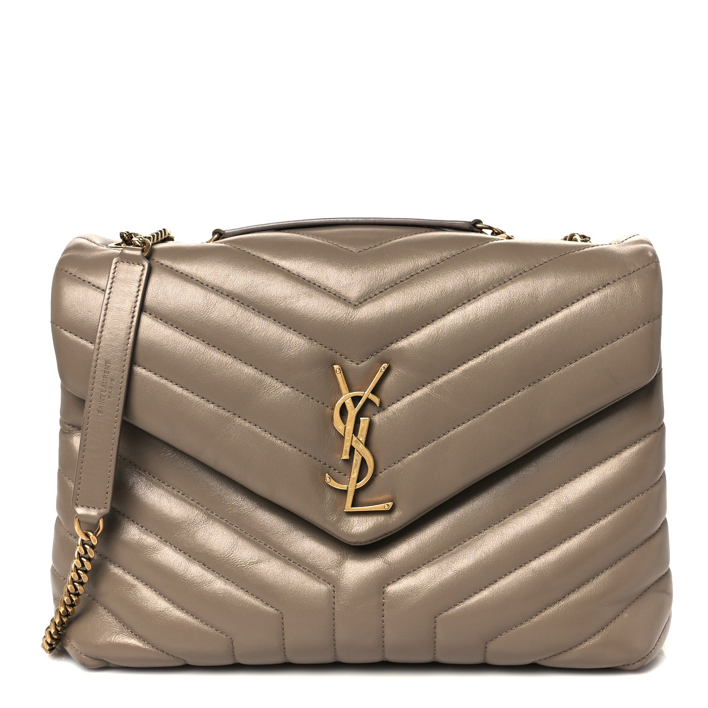 Calfskin Y Quilted Monogram Medium Loulou Chain Satchel Dark Latte