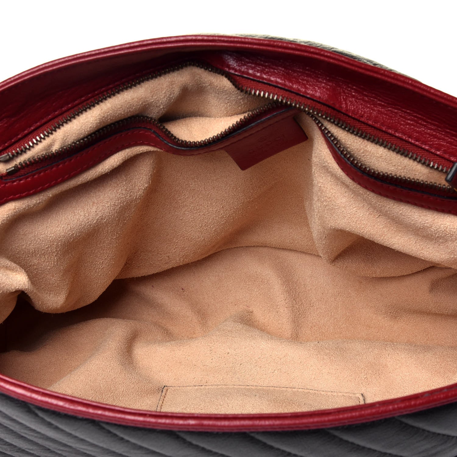 Gucci Vintage Effect Calfskin Matelasse Diagonal Large Torchon GG Marmont Shoulder Bag Black Romantic Cherry 5 of 9