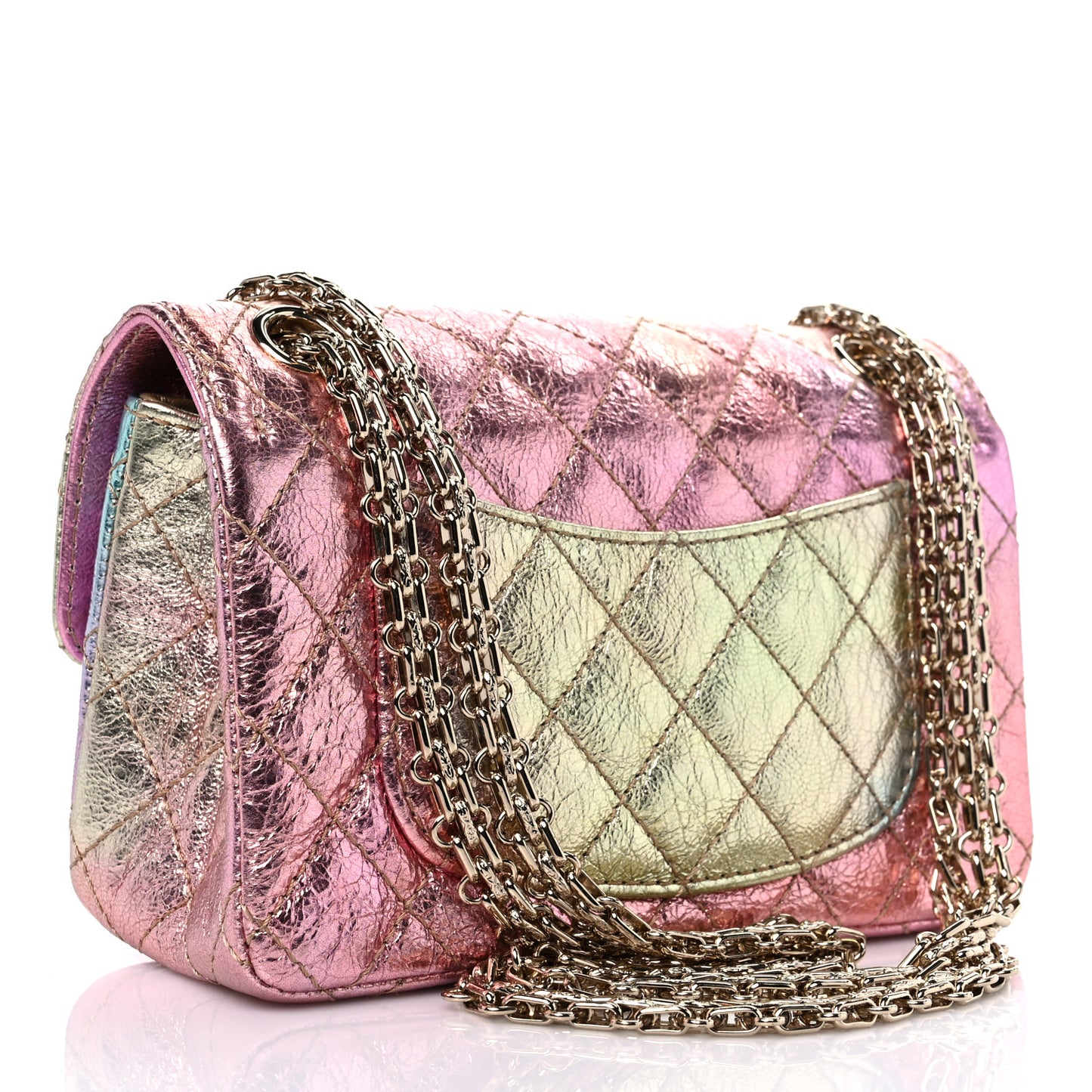 Metallic Goatskin Quilted Mini 2.55 Reissue Flap Multicolor