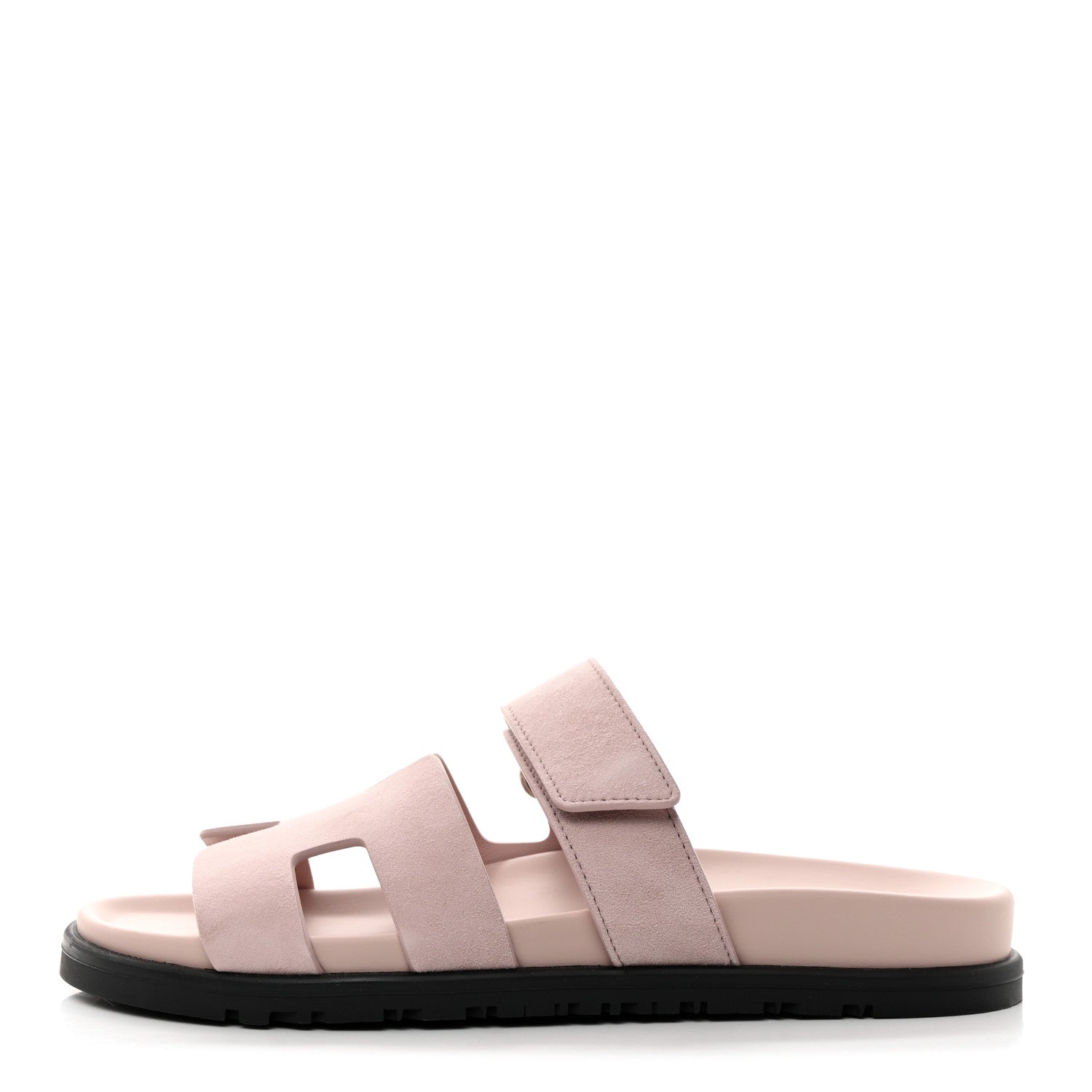 Hermes Suede Goatskin Womens Chypre Sandals 37 Rose Porcelaine 1 of 9