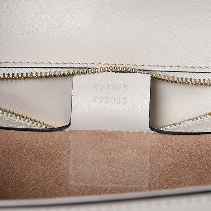 Gucci Calfskin Embroidered Medium Sylvie Top Handle Bag White 9 of 21