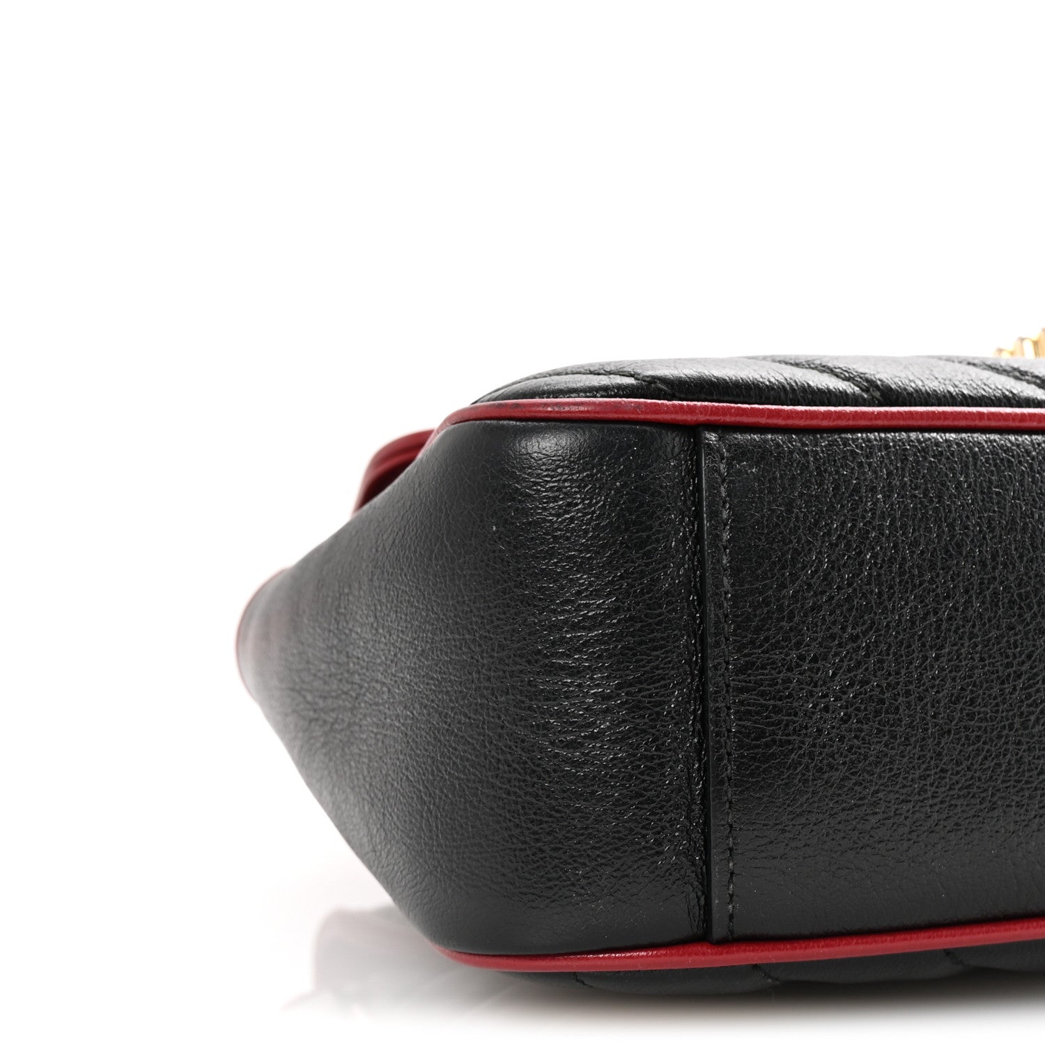 Gucci Vintage Effect Calfskin Matelasse Diagonal Small Torchon GG Marmont Shoulder Bag Black Romantic Cherry 9 of 10
