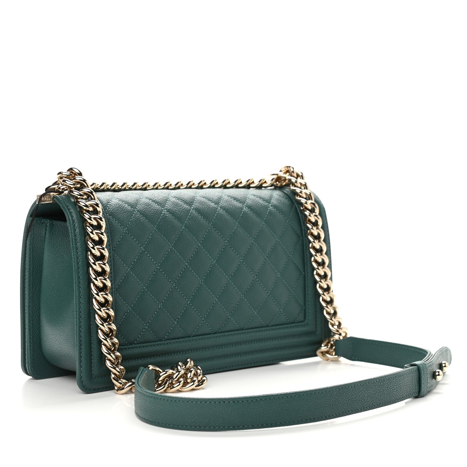 Chanel Caviar Quilted Medium Boy Flap Dark Green 3 of 9