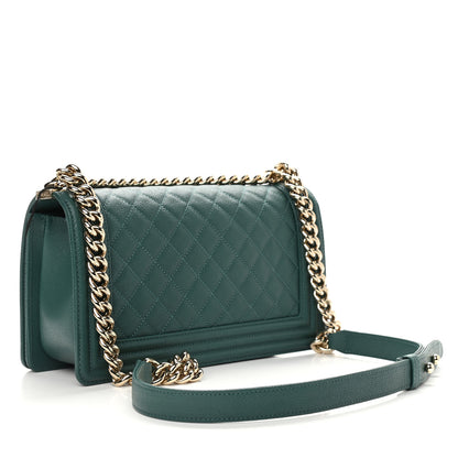 Chanel Caviar Quilted Medium Boy Flap Dark Green 3 of 9