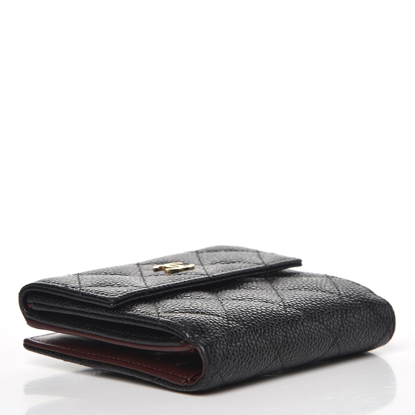 Caviar Quilted Compact French Flap Wallet Black