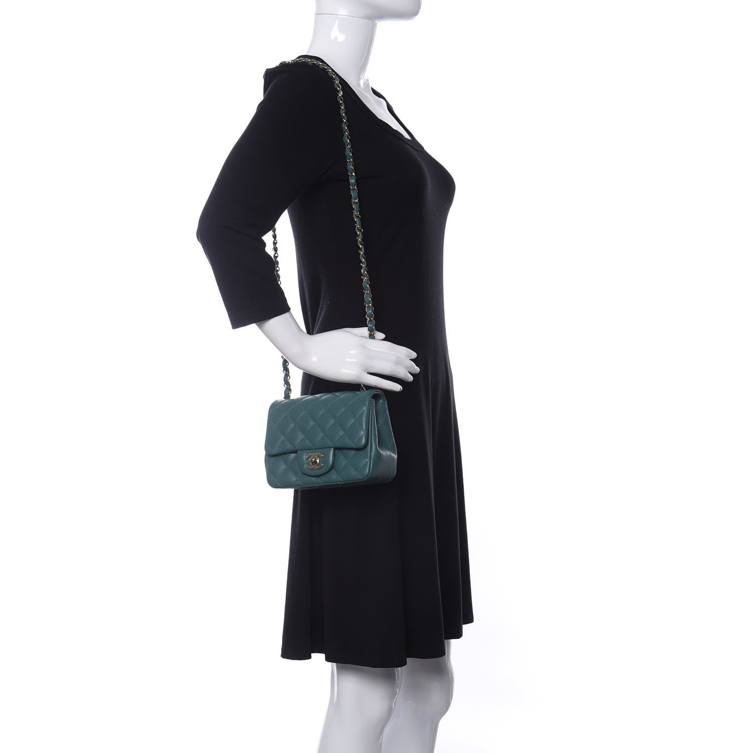 Chanel Lambskin Quilted Mini Square Flap Green 2 of 11