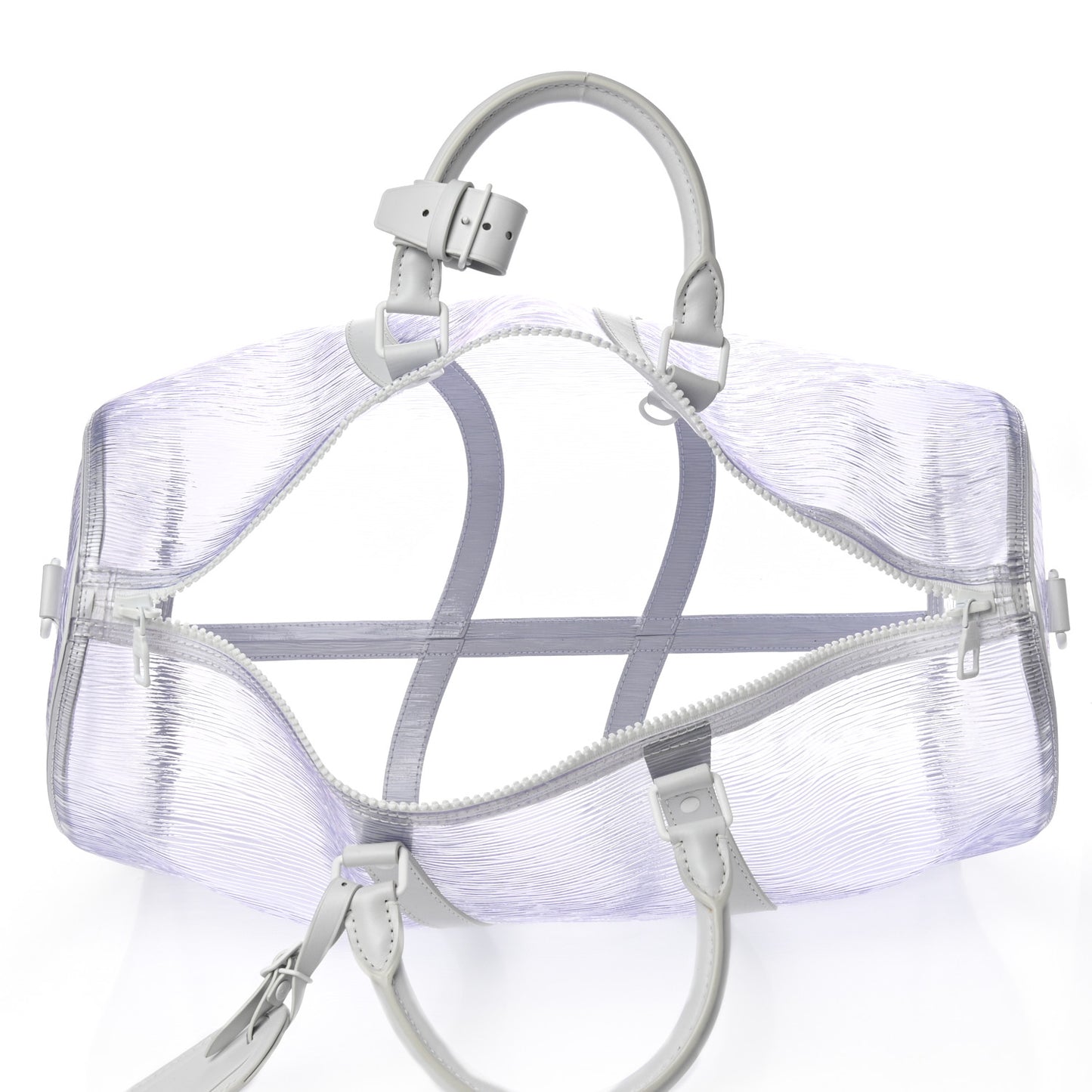 PVC Epi Embossed Wavy Keepall Bandouliere 50 White