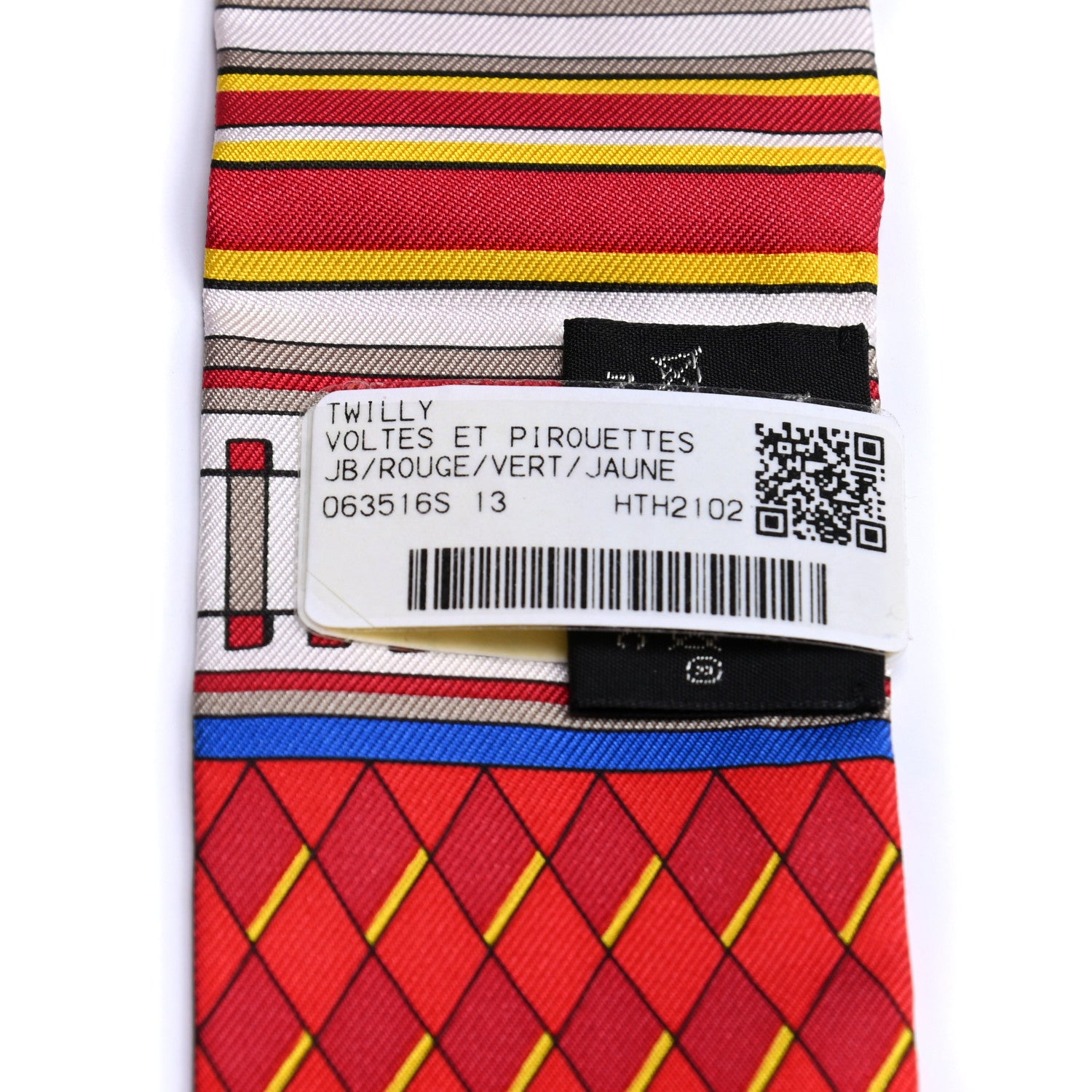 Hermes Silk Voltes Et Pirouettes Twilly Rouge Vert Jaune 7 of 8