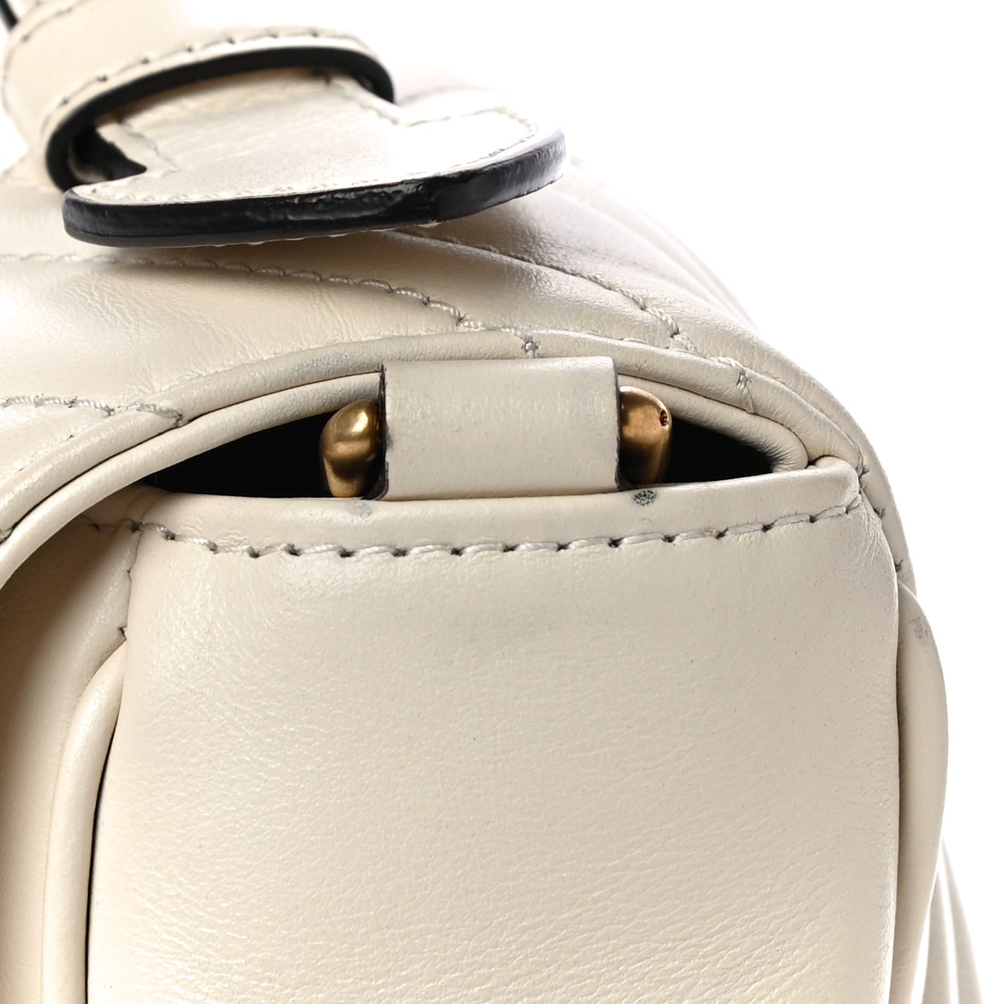 Calfskin Matelasse Small GG Marmont Top Handle Shoulder Bag White