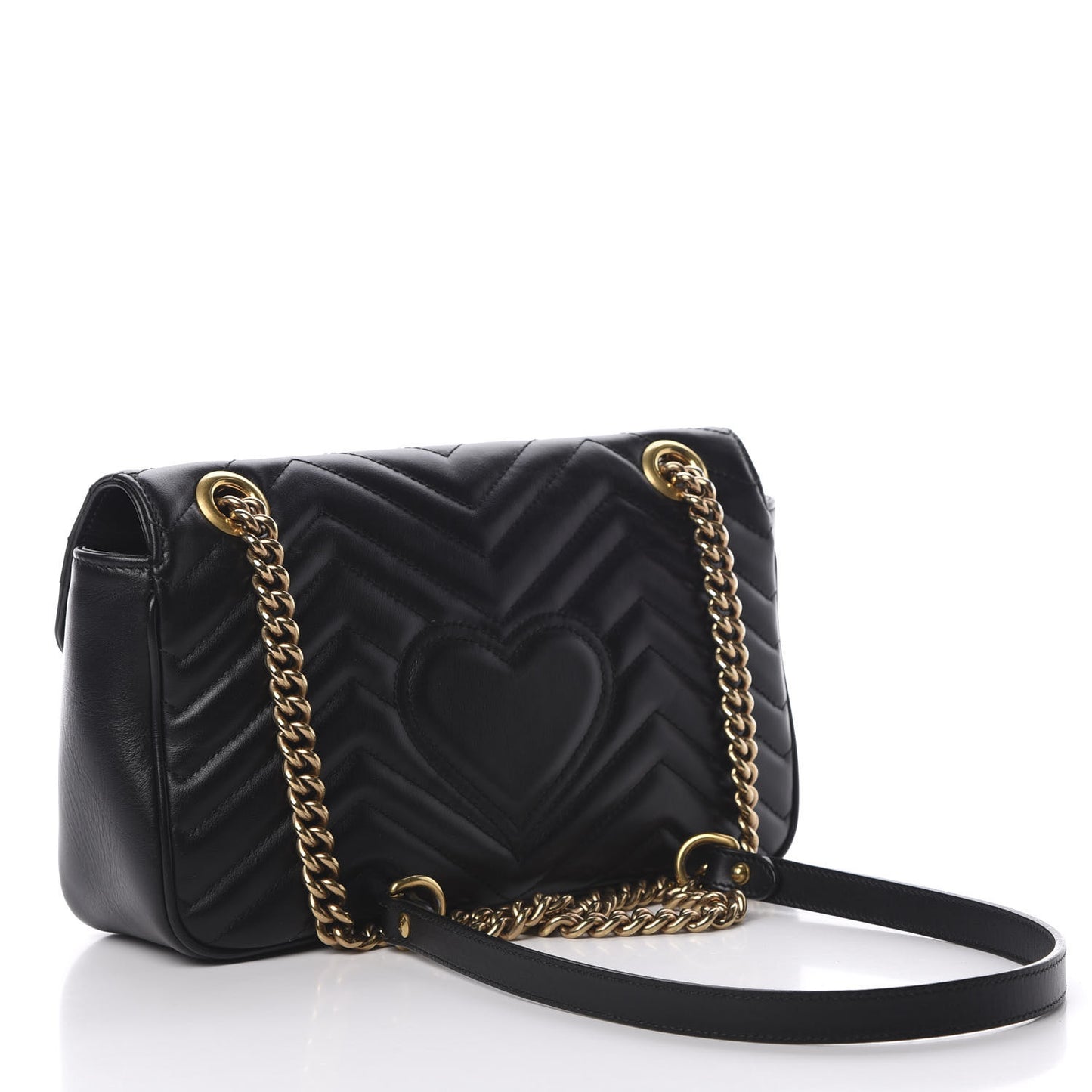 Calfskin Matelasse Small GG Marmont Shoulder Bag Black