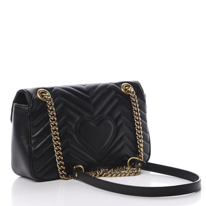 Gucci Calfskin Matelasse Small GG Marmont Shoulder Bag Black 4 of 12