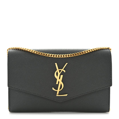 Saint Laurent Grain de Poudre Uptown Chain Wallet Storm 1 of 15