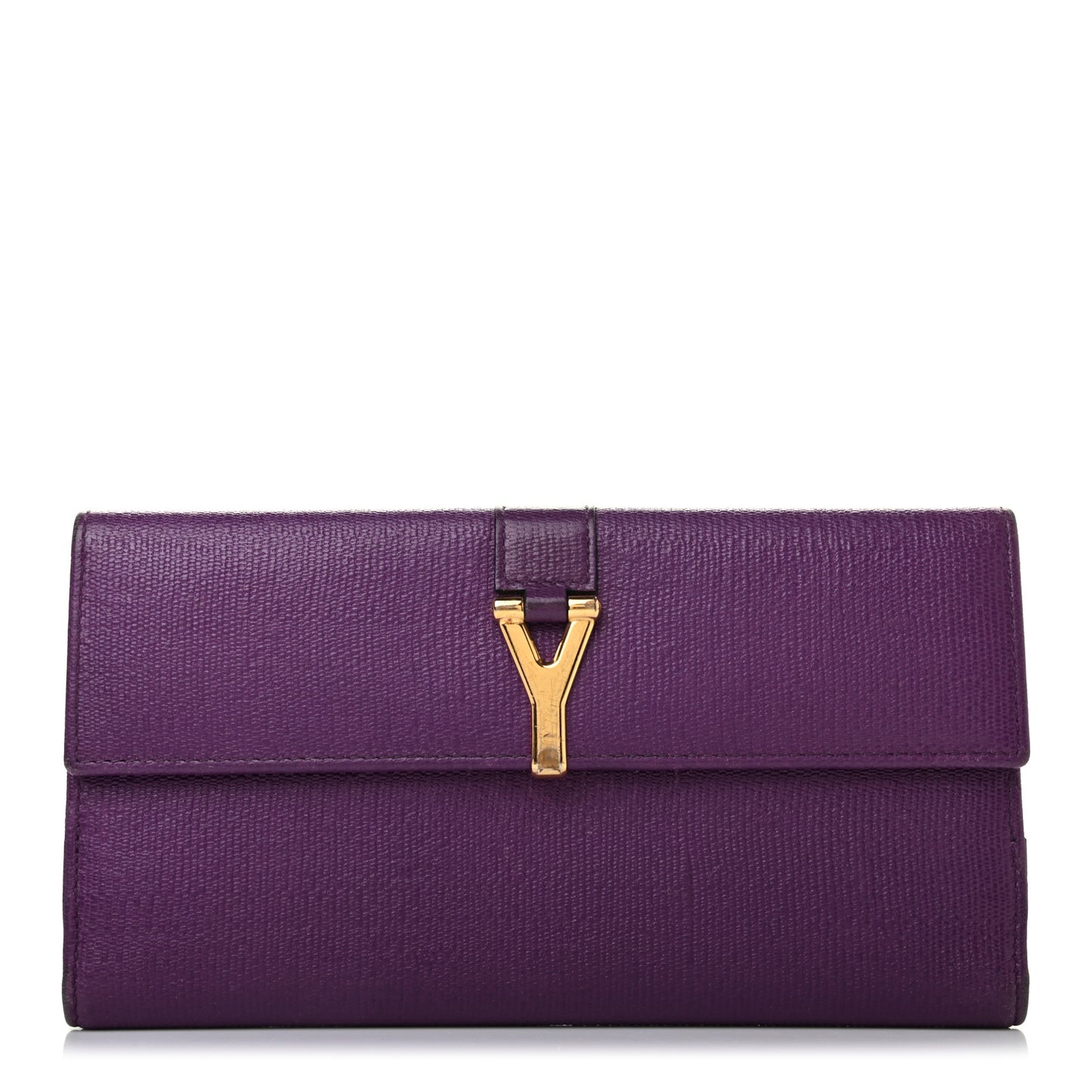 Textured Calfskin Classic Y Ligne Wallet Purple