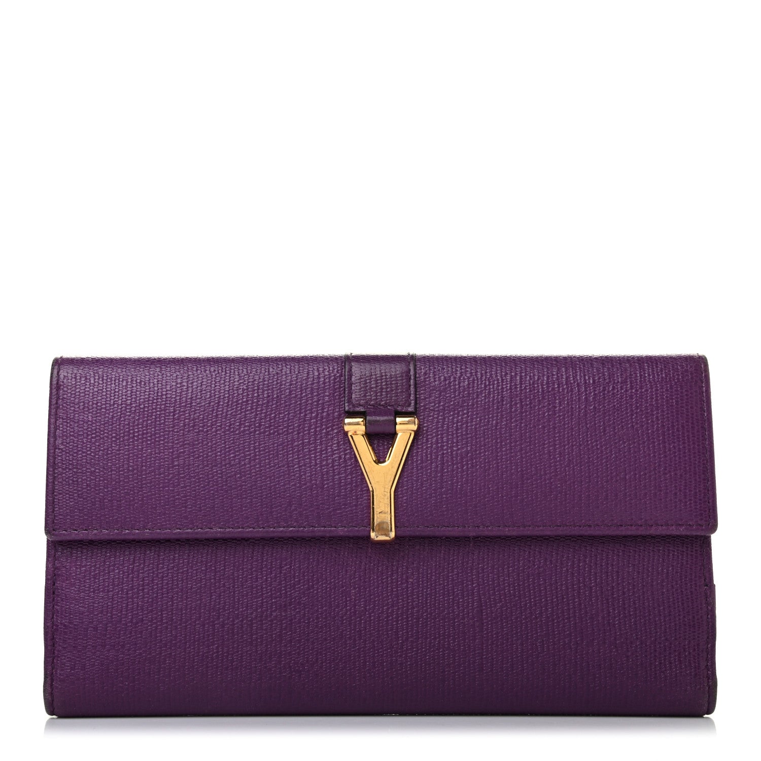 Saint Laurent Textured Calfskin Classic Y Ligne Wallet Purple 1 of 7