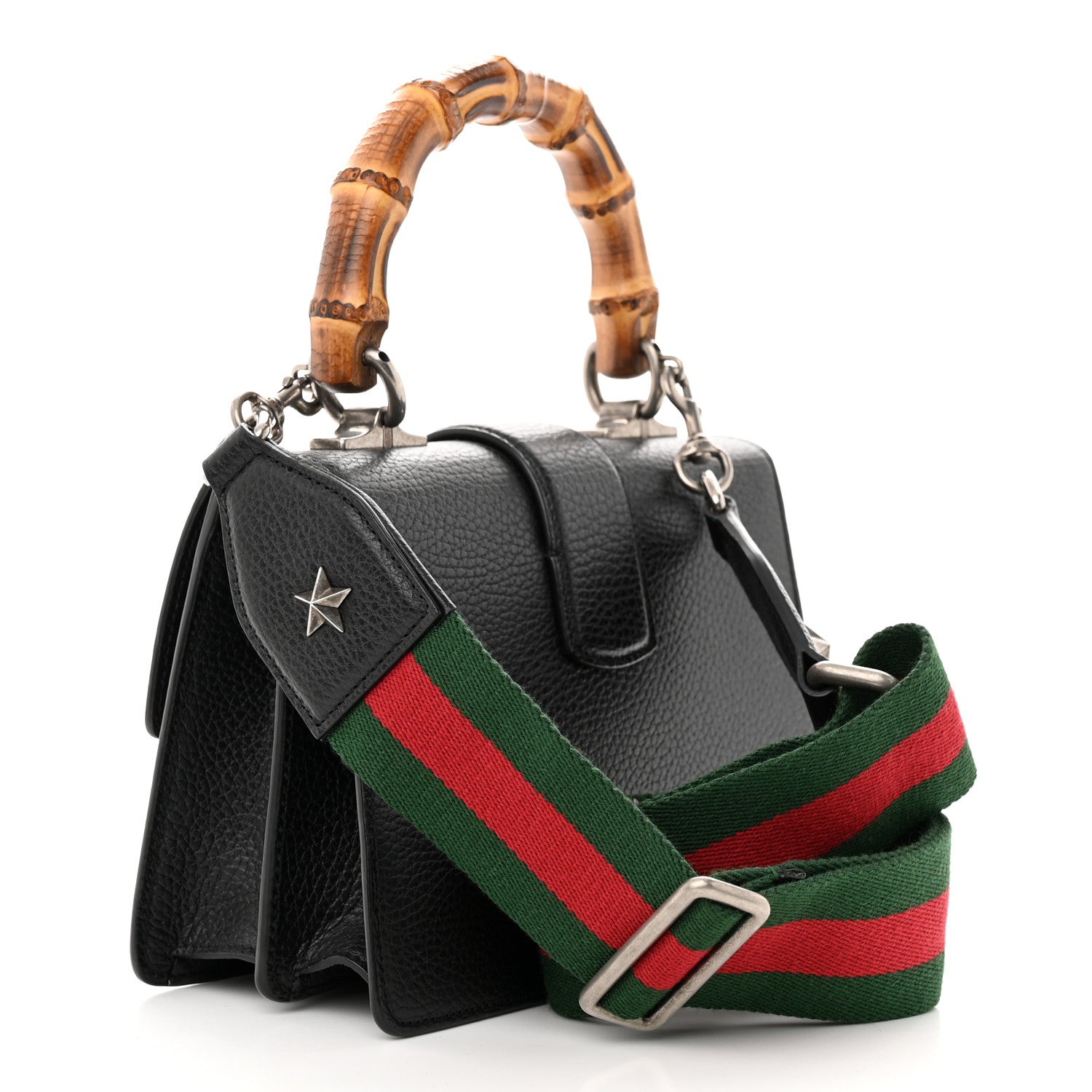 Gucci Dollar Calfskin Crystal Web Mini Dionysus Bamboo Top Handle Bag Black Black Diamond 3 of 11