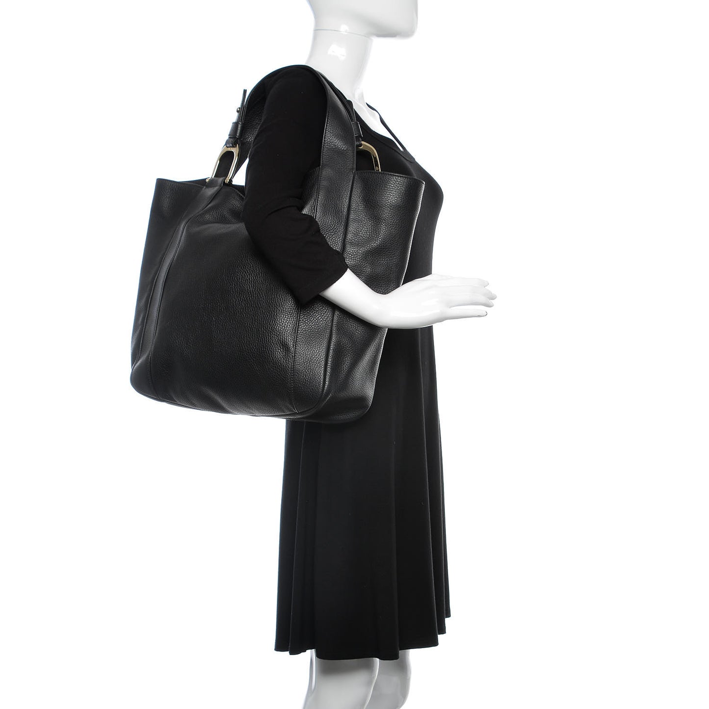 Pebbled Calfskin Large Greenwich Tote Black