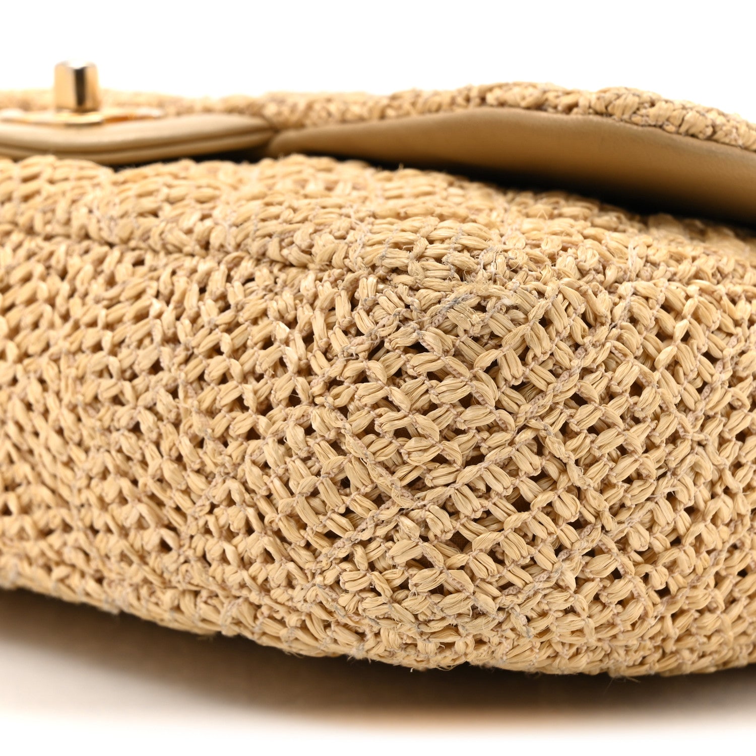 Chanel Raffia Crochet Medium Single Flap Bag Beige 9 of 13