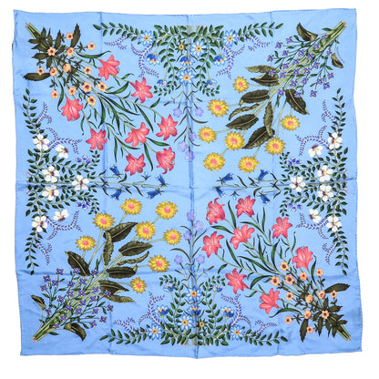 Gucci Silk Twill New Flora Square Scarf Bluette 1 of 3