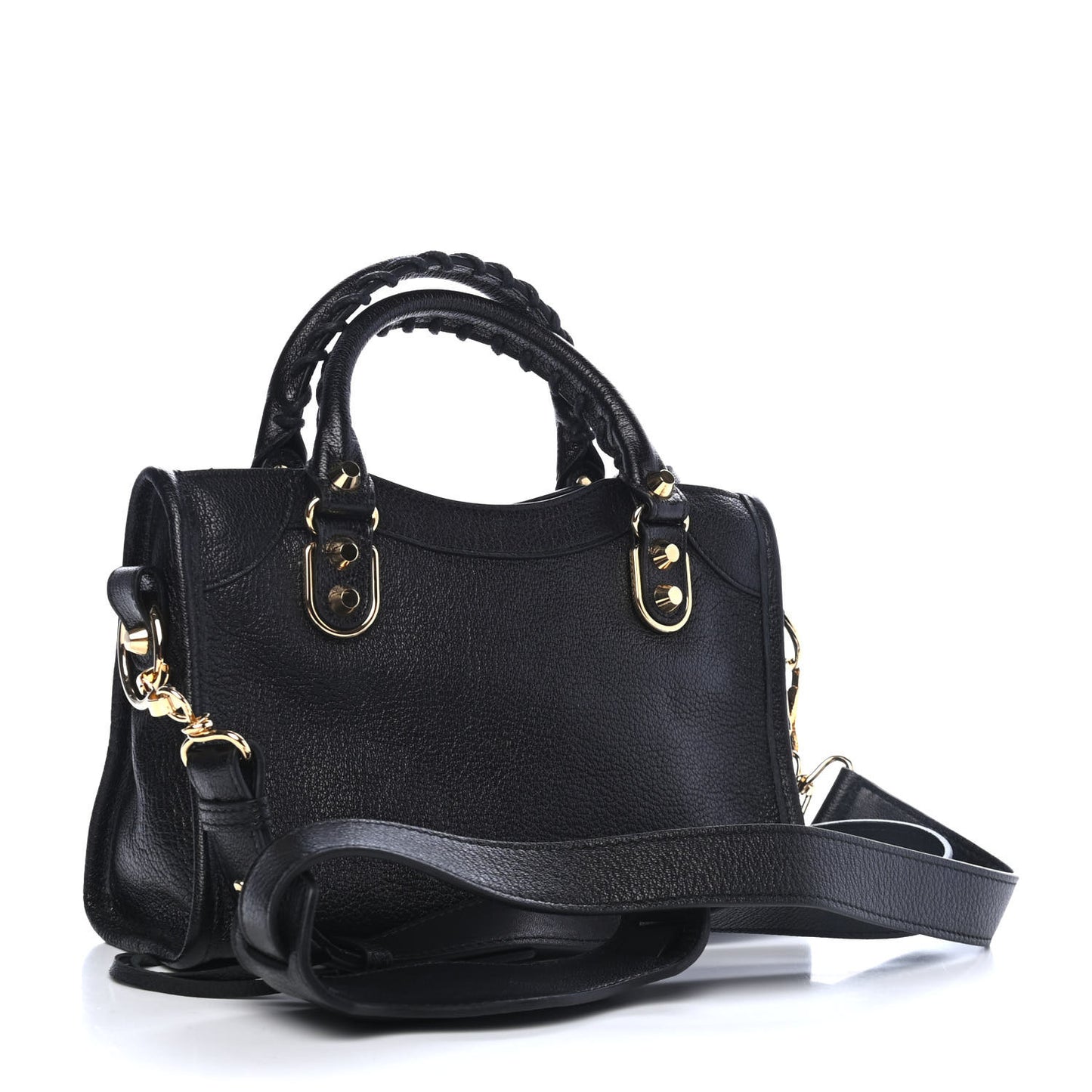 Chevre Gold Metallic Edge Hardware Mini City Black