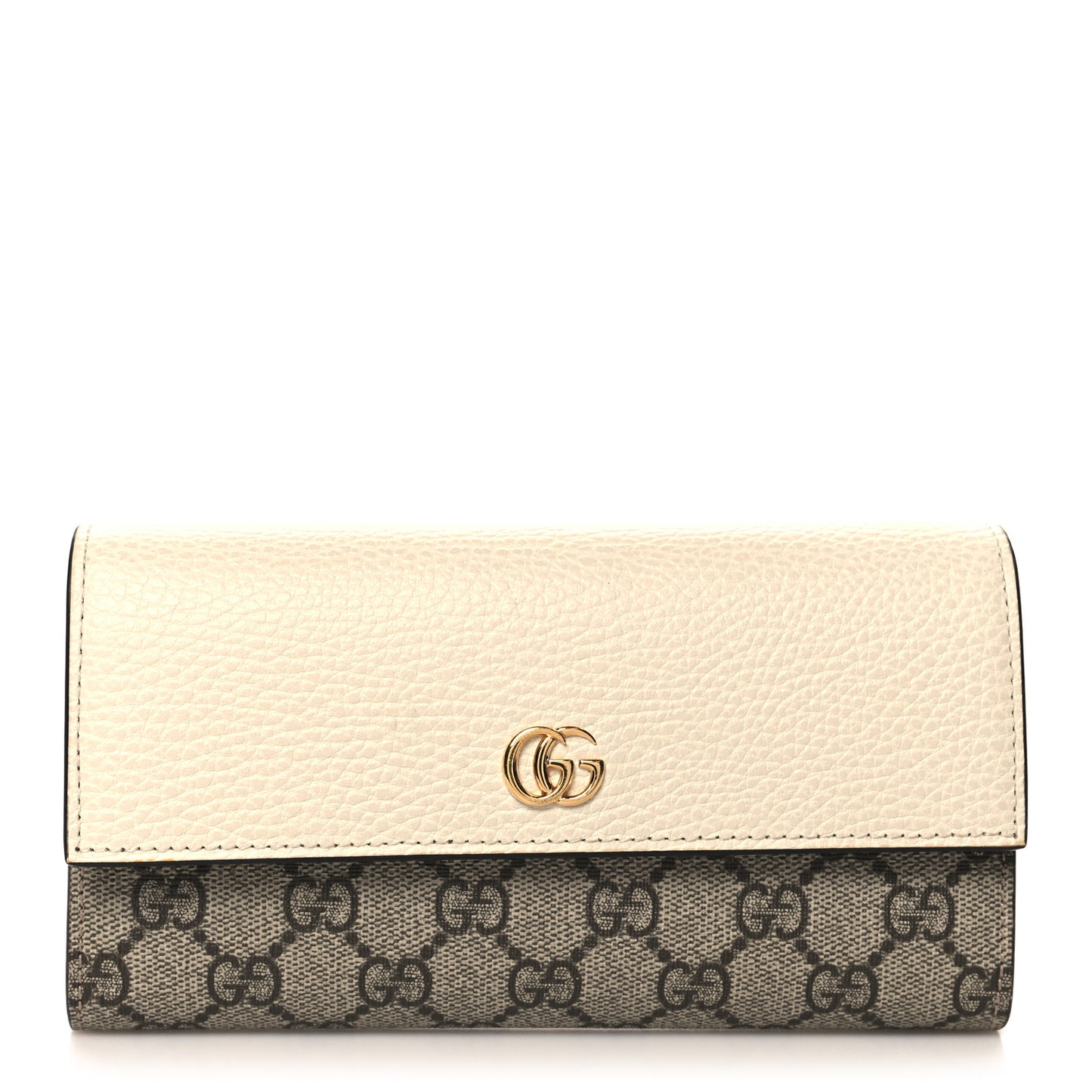 Dollar Calfskin GG Supreme Monogram GG Marmont Continental Wallet Mystic White Beige Ebony