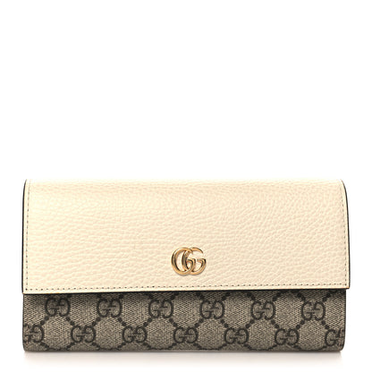 Gucci Dollar Calfskin GG Supreme Monogram GG Marmont Continental Wallet Mystic White Beige Ebony 1 of 8