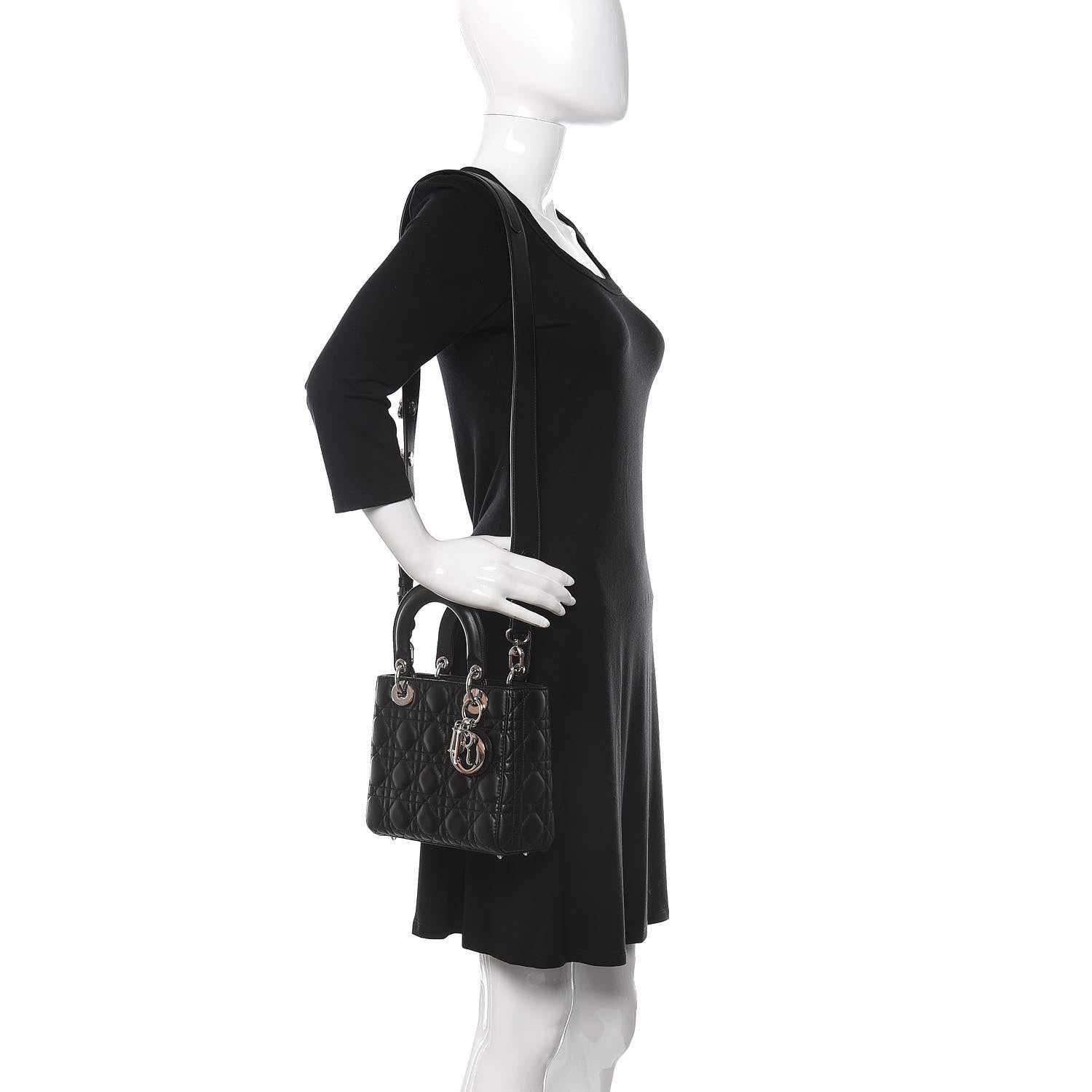 Christian Dior Lambskin Cannage Small Lucky Badges My Lady Dior Black 2 of 9