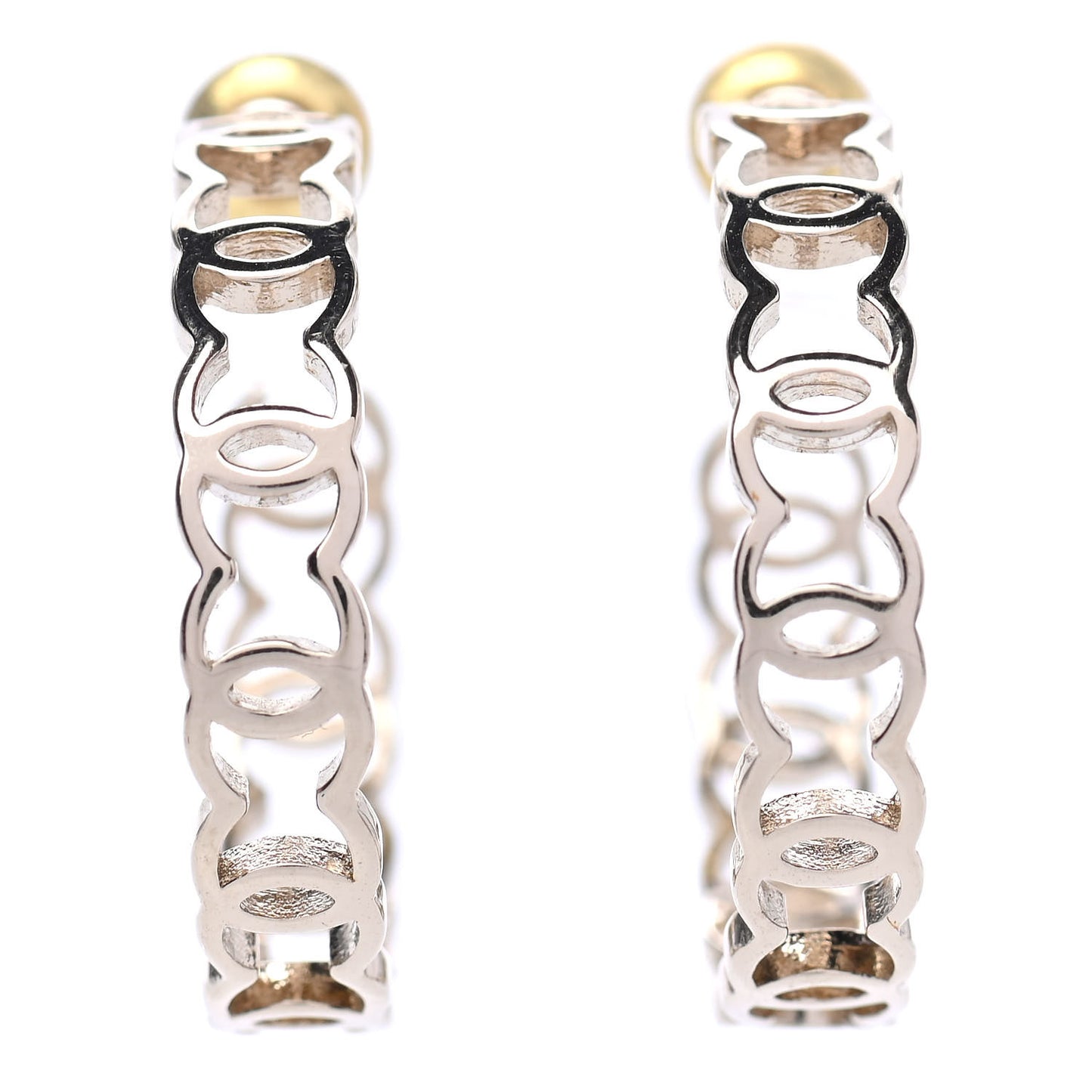 Metal CC Hoop Earrings Gold